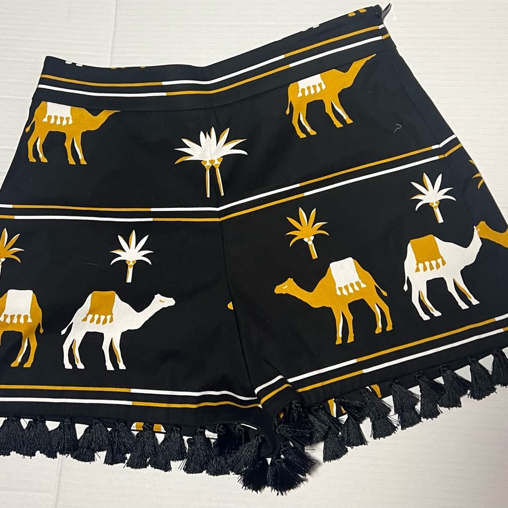 Kate Spade Black camel tassel shorts size 10 NWOT